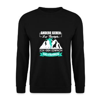 Some People Go To Therapy I Just Go Skiing Design - Unisex Sweatshirt - black - Front - Alina (178cm) & Michal (187cm)