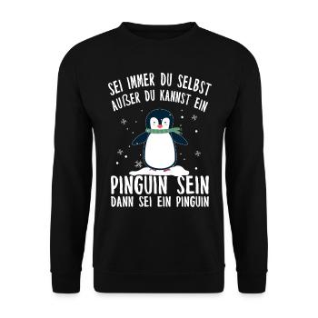 Pinguin Tier Südpol Antarktis Vögel Geschenk - Unisex Pullover - Schwarz - Vorne - Alina (178cm) & Michal (187cm)