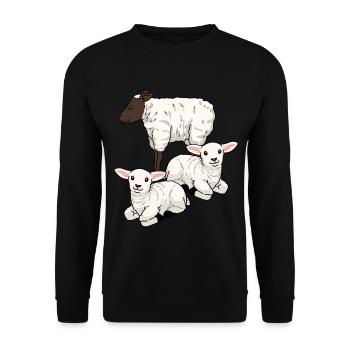 Schafe Schaf Huftiere Lamm Ostern Hammel Herde - Unisex Pullover - Schwarz - Vorne - Alina (178cm) & Michal (187cm)