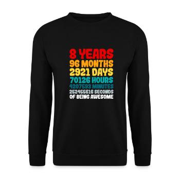 How many month, days, hours, minutes or seconds is - Unisex Sweatshirt - black - Front - Alina (178cm) & Michal (187cm)