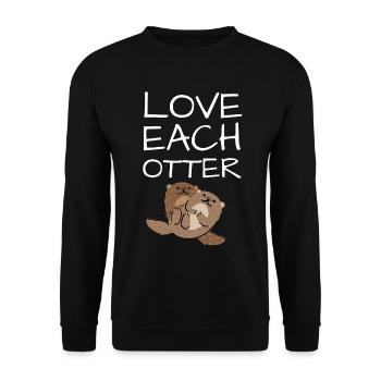 Love each Otter Wiesel Frettchen Marder Waldtier - Unisex Pullover - Schwarz - Vorne - Alina (178cm) & Michal (187cm)