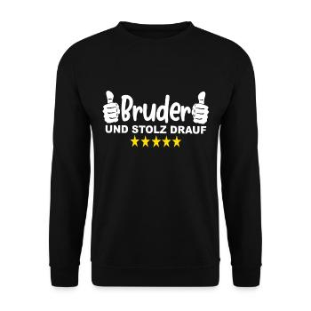 Bruder und Stolz Drauf - Unisex Pullover - Schwarz - Vorne - Alina (178cm) & Michal (187cm)