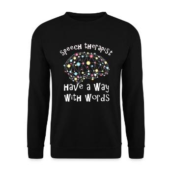 Logopäde Haben Einen Weg Mit Worten - Unisex Pullover - Schwarz - Vorne - Alina (178cm) & Michal (187cm)