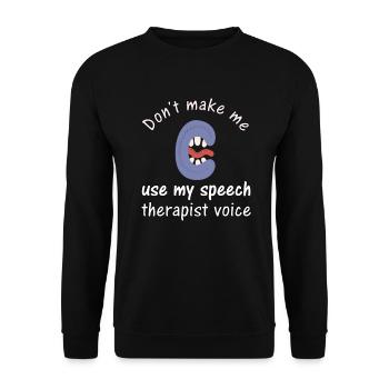 Logopäde Geschenk Für Sprachtherapeut - Unisex Pullover - Schwarz - Vorne - Alina (178cm) & Michal (187cm)