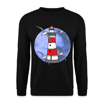 Northern Germany Lighthouse Nautical Maritim Seagull - Unisex Sweatshirt - black - Front - Alina (178cm) & Michal (187cm)