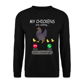 My Chickens are Calling - Chicken Gardener - Unisex Sweatshirt - black - Front - Alina (178cm) & Michal (187cm)