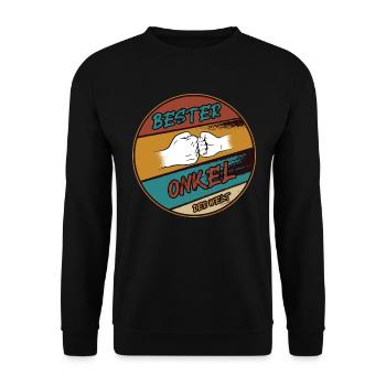 Bester Onkel der Welt Herren - Unisex Pullover - Schwarz - Vorne - Alina (178cm) & Michal (187cm)