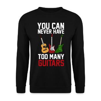 Too Many Guitars Electric Acoustic Guitar Player G - Unisex Sweatshirt - black - Front - Alina (178cm) & Michal (187cm)