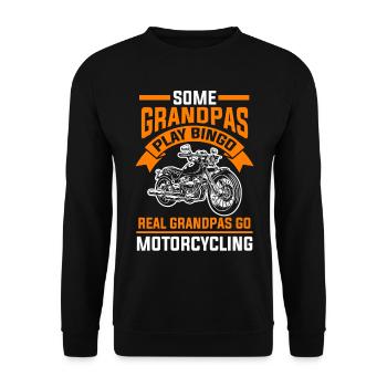 Motorrad Opa Biker - Unisex Pullover - Schwarz - Vorne - Alina (178cm) & Michal (187cm)