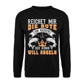Angler Angeln Fischen Fischer Geschenkidee - Unisex Pullover - Schwarz - Vorne - Alina (178cm) & Michal (187cm)
