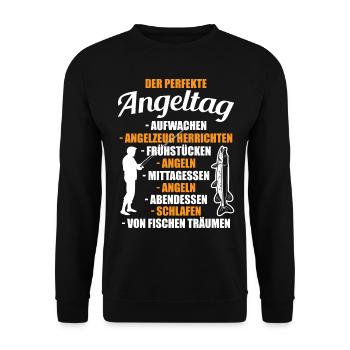 Angler Angel Angeltag - Unisex Pullover - Schwarz - Vorne - Alina (178cm) & Michal (187cm)