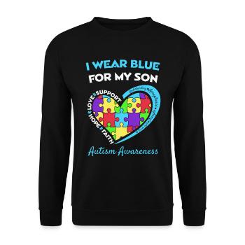 I Wear Blue For My Son Autismus Autism Awareness - Unisex Sweatshirt - black - Front - Alina (178cm) & Michal (187cm)