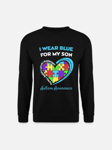 I Wear Blue For My Son Autismus Autism Awareness - Unisex Sweatshirt - black