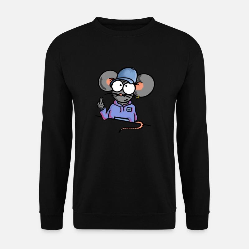 Maus zeigt Mittelfinger - Unisex Pullover - Schwarz