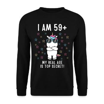 60. Geburtstag 60 Jahre Jahrgang 1961 - Unisex Pullover - Schwarz - Vorne - Alina (178cm) & Michal (187cm)