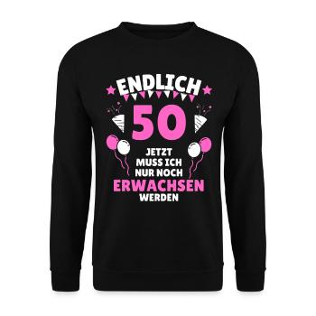 50. Geburtstag 50 Jahre Jahrgang 1971 - Unisex Pullover - Schwarz - Vorne - Alina (178cm) & Michal (187cm)