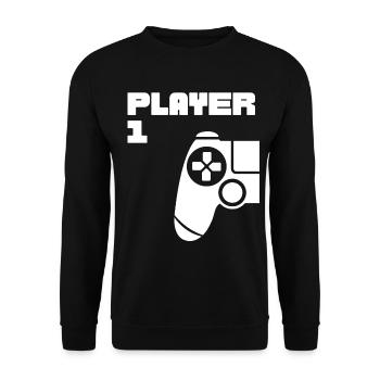 Player 1 Player 2 Gamer Partnerlook - Unisex Pullover - Schwarz - Vorne - Alina (178cm) & Michal (187cm)