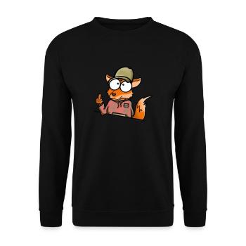 Fox with Cap Middle Finger - Unisex Sweatshirt - black - Front - Alina (178cm) & Michal (187cm)
