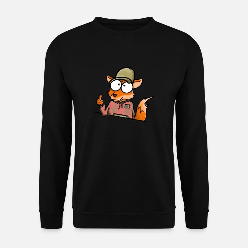 Fuchs mit Cap Mittelfinger - Unisex Pullover - Schwarz