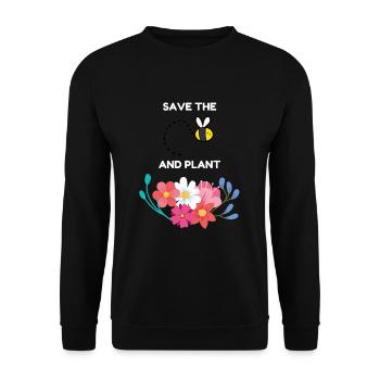 Save the bees and plants flowers Apker Abeille Fleurs - Sweat-shirt Unisexe - noir - Devant - Alina (178cm) & Michal (187cm)