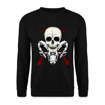 Devil Satan Satan Satanic Demon Devilish Skull - Unisex Sweatshirt - black - Front - Alina (178cm) & Michal (187cm)