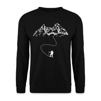 Hiking Hike Nature Mountain Tour Hiking Boot - Unisex Sweatshirt - black - Front - Alina (178cm) & Michal (187cm)
