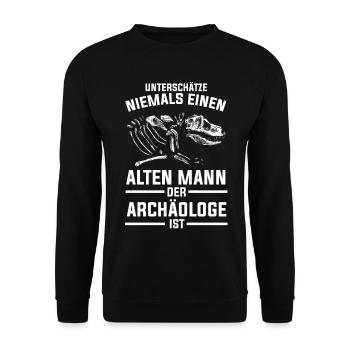 Archäologe Opa - Unisex Pullover - Schwarz - Vorne - Alina (178cm) & Michal (187cm)