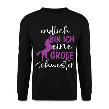 Endlich bin ich eine große Schwester - Unisex Pullover - Schwarz - Vorne - Alina (178cm) & Michal (187cm)