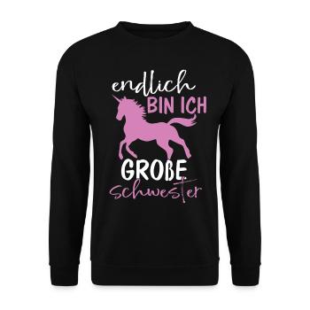 Endlich bin ich große Schwester - Unisex Pullover - Schwarz - Vorne - Alina (178cm) & Michal (187cm)