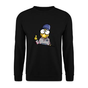 Canard avec un majeur cap - Sweat-shirt Unisexe - noir - Devant - Alina (178cm) & Michal (187cm)