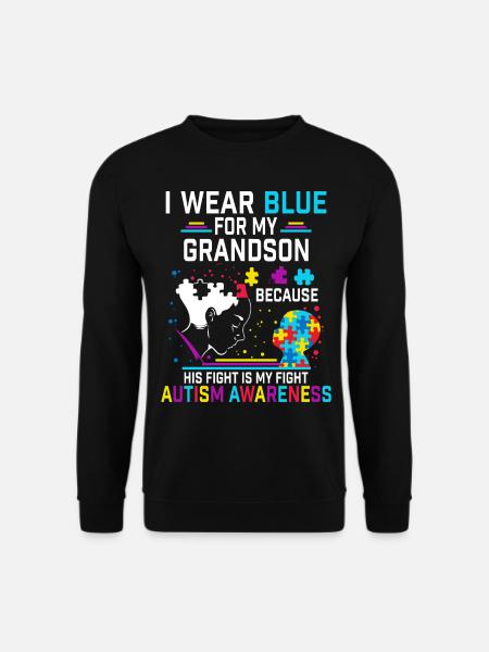 I Wear Blue For My Grandson Autism Awareness - Unisex Sweatshirt - black