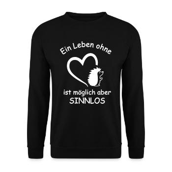 Igel Spruch Herz Stacheltier Stacheligel Geschenk - Unisex Pullover - Schwarz - Vorne - Alina (178cm) & Michal (187cm)