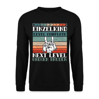 Großer Bruder Level Complete - Unisex Pullover - Schwarz - Vorne - Alina (178cm) & Michal (187cm)