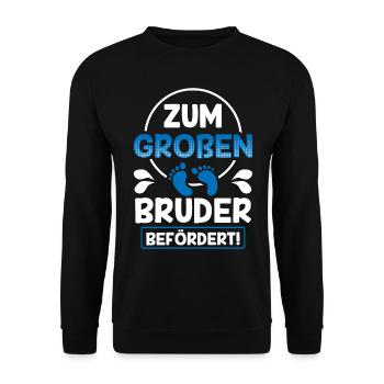 Zum Großen Bruder Befördert Nachwuchs - Unisex Pullover - Schwarz - Vorne - Alina (178cm) & Michal (187cm)