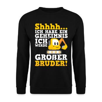 Großer Bruder Bagger - Unisex Pullover - Schwarz - Vorne - Alina (178cm) & Michal (187cm)