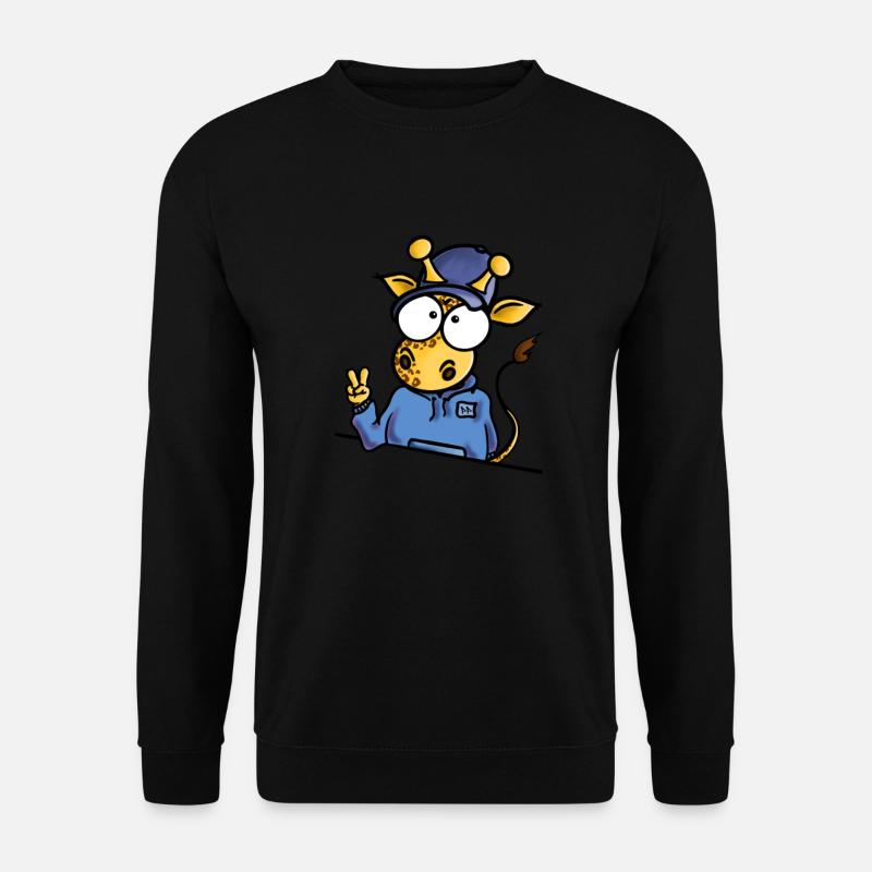 Giraffe mit Cap Peace - Unisex Pullover - Schwarz