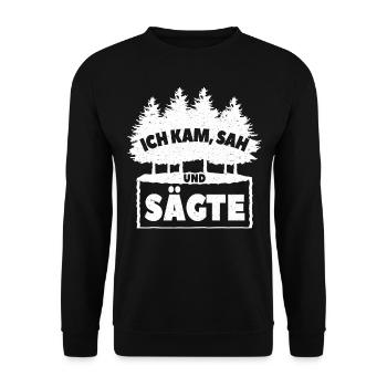 Kettensäge Motorsäge Waldarbeiter Förster Geschenk - Unisex Pullover - Schwarz - Vorne - Alina (178cm) & Michal (187cm)