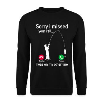 Désolé i missed your call i was on the other line - Sweat-shirt Unisexe - noir - Devant - Alina (178cm) & Michal (187cm)