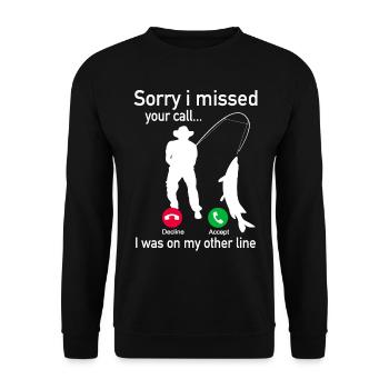 Fishing Fishing Angler - Hobby Angler Gift - Unisex Sweatshirt - black - Front - Alina (178cm) & Michal (187cm)