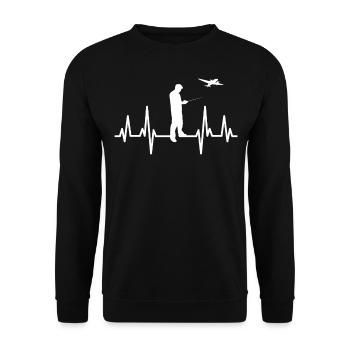 Vol modèle pilote ECG Rythme cardiaque - Sweat-shirt Unisexe - noir - Devant - Alina (178cm) & Michal (187cm)