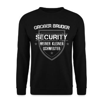 Großer Bruder Geschenk Nachwuchs für Jungen - Unisex Pullover - Schwarz - Vorne - Alina (178cm) & Michal (187cm)