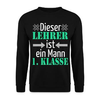 Dieser Lehrer ist ein Mann 1. Klasse - Unisex Pullover - Schwarz - Vorne - Alina (178cm) & Michal (187cm)