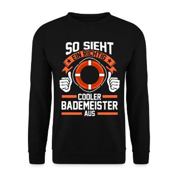 Bademeister Schwimmbad Schwimmlehrer - Unisex Pullover - Schwarz - Vorne - Alina (178cm) & Michal (187cm)