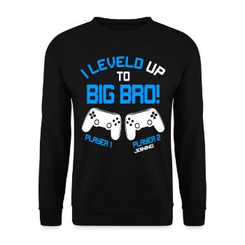 Finally Big Bro - Video Games Gaming Brother - Unisex Sweatshirt - black - Front - Alina (178cm) & Michal (187cm)