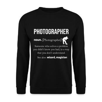 Fotograf - Unisex Pullover - Schwarz - Vorne - Alina (178cm) & Michal (187cm)