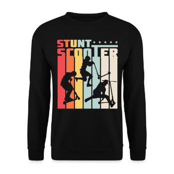 Stunt Scooter Roller Rollerfahrer Retro Style - Unisex Pullover - Schwarz - Vorne - Alina (178cm) & Michal (187cm)