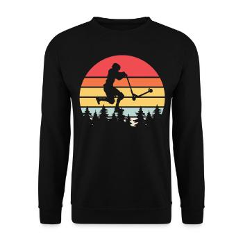 Scooter Stunt Roller Retro Geschenkidee - Unisex Pullover - Schwarz - Vorne - Alina (178cm) & Michal (187cm)