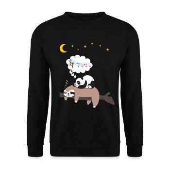 Cute Panda Sleeps on Sloth Pajamas - Unisex Sweatshirt - black - Front - Alina (178cm) & Michal (187cm)