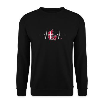 Denmark Denmark with heartbeat ECG vintage flag - Unisex Sweatshirt - black - Front - Alina (178cm) & Michal (187cm)