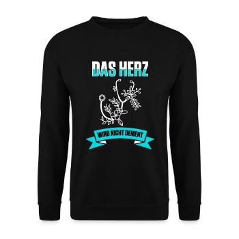 Das Herz Wird Nicht Dement für Altenfpleger - Unisex Pullover - Schwarz - Vorne - Alina (178cm) & Michal (187cm)